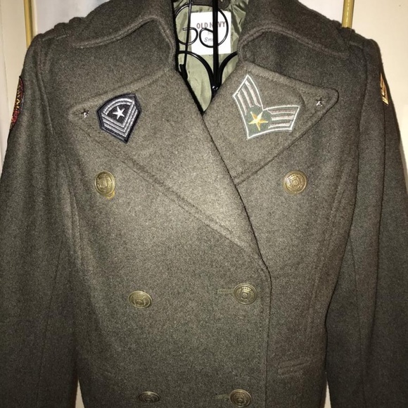 OLD NAVY MILITARY JACKET RE-DONE~STUDS & PATCHES~S - Picture 1 of 4